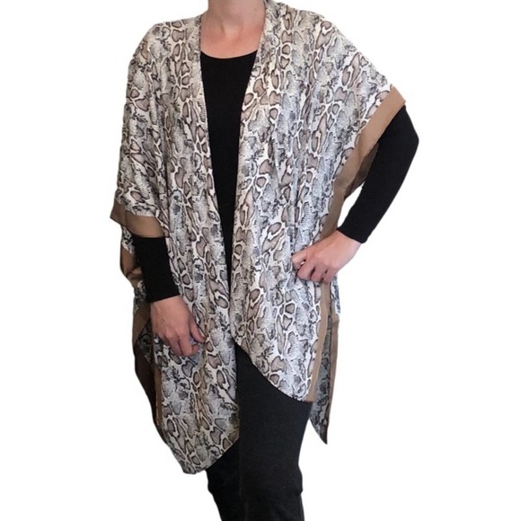 Snake Print Ruana Kimono Swim Cover One Size - Picture 3 of 4